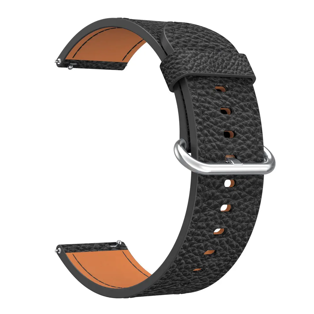 Черный 22 мм ремешок из натуральной мягкой кожи для часов samsung gear S3 для huawei watch GT 46 мм/Amazfit GTR 47 мм ремешки для браслетов - Цвет ремешка: Черный