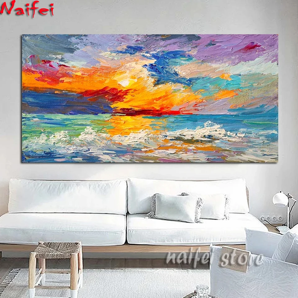 

5D Diy Diamond Painting Full Drill Unique Colorful Abstract Art Clouds Sea Art Cross Stitch Handmade Diamond Mosaic Embroidery