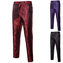 Men Fashion Pants Slim Casual Trousers Black Wine Red Purple Groom Suit Pants Stage Dress Costume Singer Host Night Club (4)