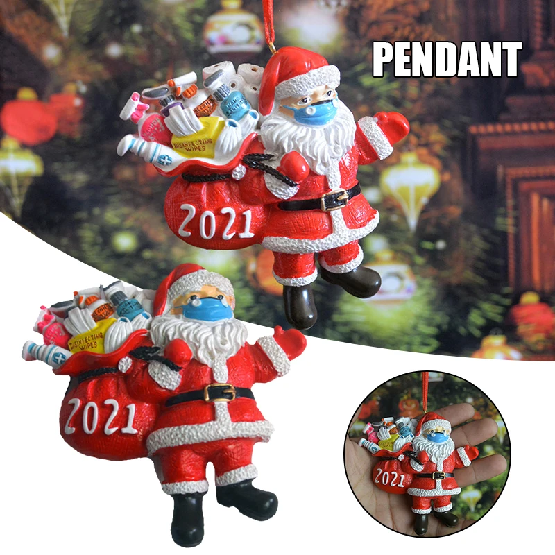 

Santa Claus Hanging Ornament Hand Painted Resin Crafts Creative Christmas Decoration for Home Garden Courtyard Drop Ornaments