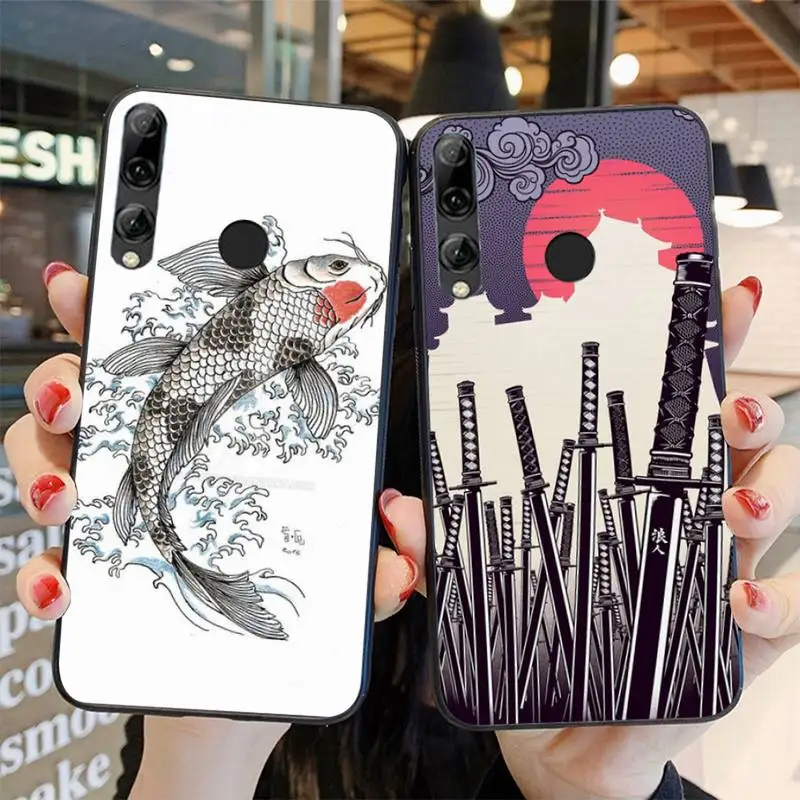 

Wave Art Japanese Green Illust Phone Case For Huawei Honor 8X 9 10 20 Lite 7A 7C 10i 9X Play 8C 9XPro