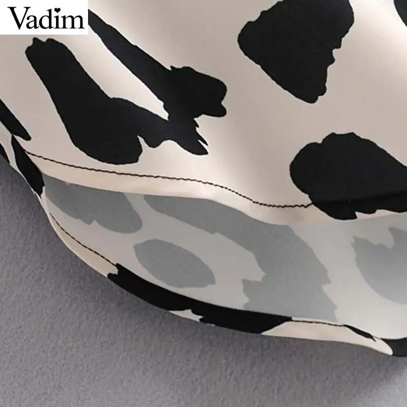 Vadim Женская леопардовая блузка с длинным рукавом животным узором сзади