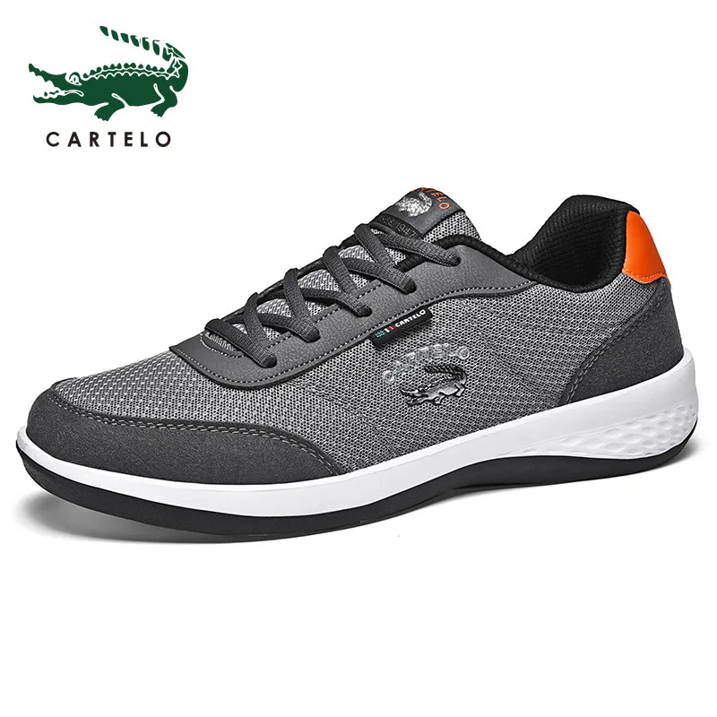 mesh gray CARTELO/мужская спортивная обувь для отдыха; Мужская обувь в Корейском стиле; модная дышащая легкая удобная обувь для бега - Цвет: mesh gray