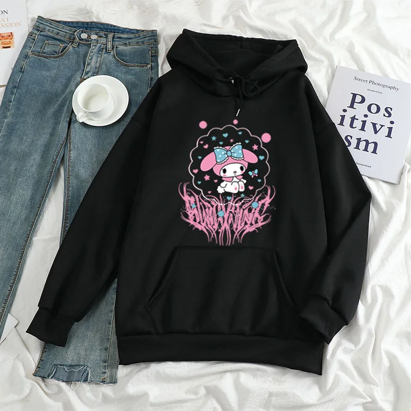 

2021 Kawaii Cute Melody Women's Hoodie Casual All-match Fashion Unisex Sweatshirt Loose Streetwear Personality Tee Top Pullover