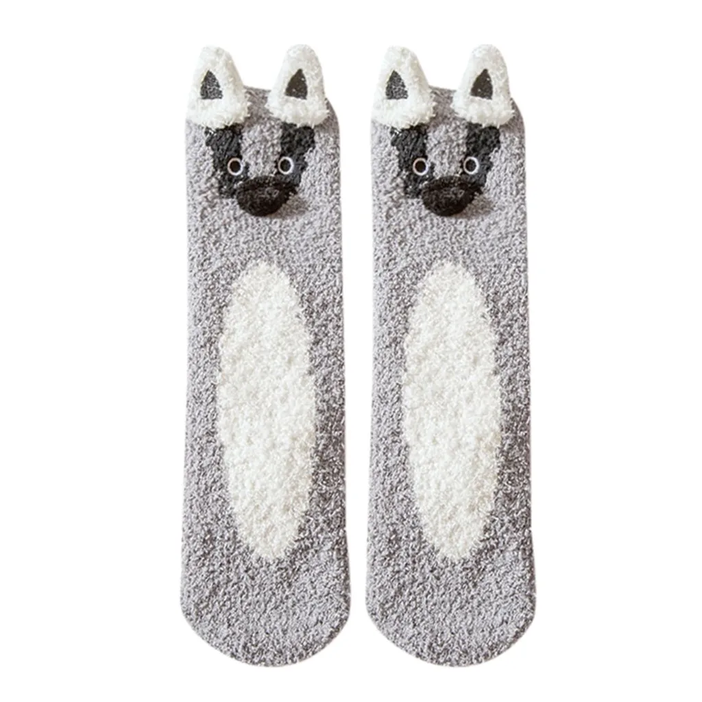 Милые домашние чулки для женщин и девочек мягкие теплые зимние с мультяшным