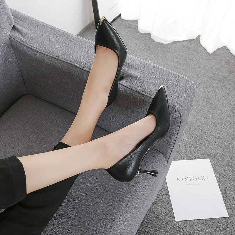 

LAASIMI Spring Women Office&Career Thin Heels Point Toe Pumps Ladies Latex Mary Janes Shallow Shoes Woman Dress Footwear 2021