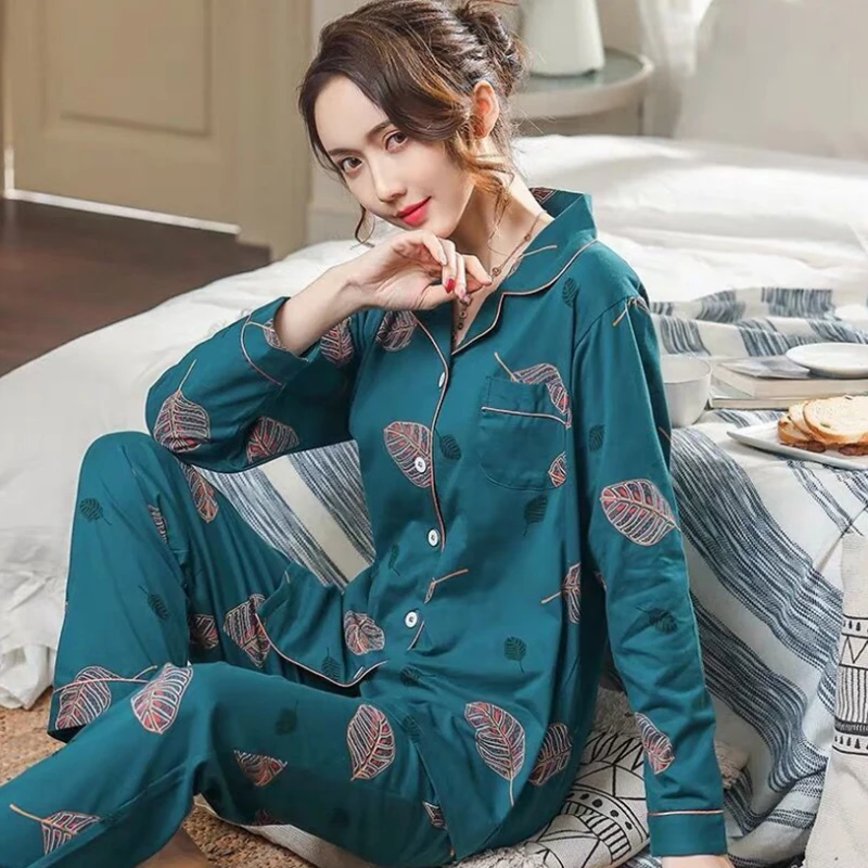 

Womens Pajamas Sleepwear Soft PJ Set Pocket Pyjamas Long Sleeve Sleepwear Pijama Pajamas Suit Female Sleepwear Pijamas robe