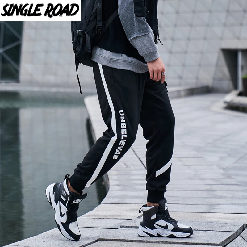 Однодорожные мужские спортивные штаны мужская мода 2020 черные полосатые бегуны в