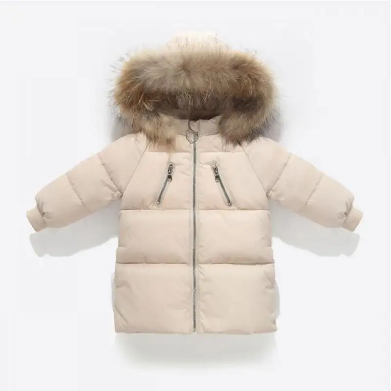 

Children's Clothing Parka for Girls Fur Coat Thicken Hooded Down Jacket for Boy Kids Baby Cotton Long Outerwear Keep Warm 2-8Yrs