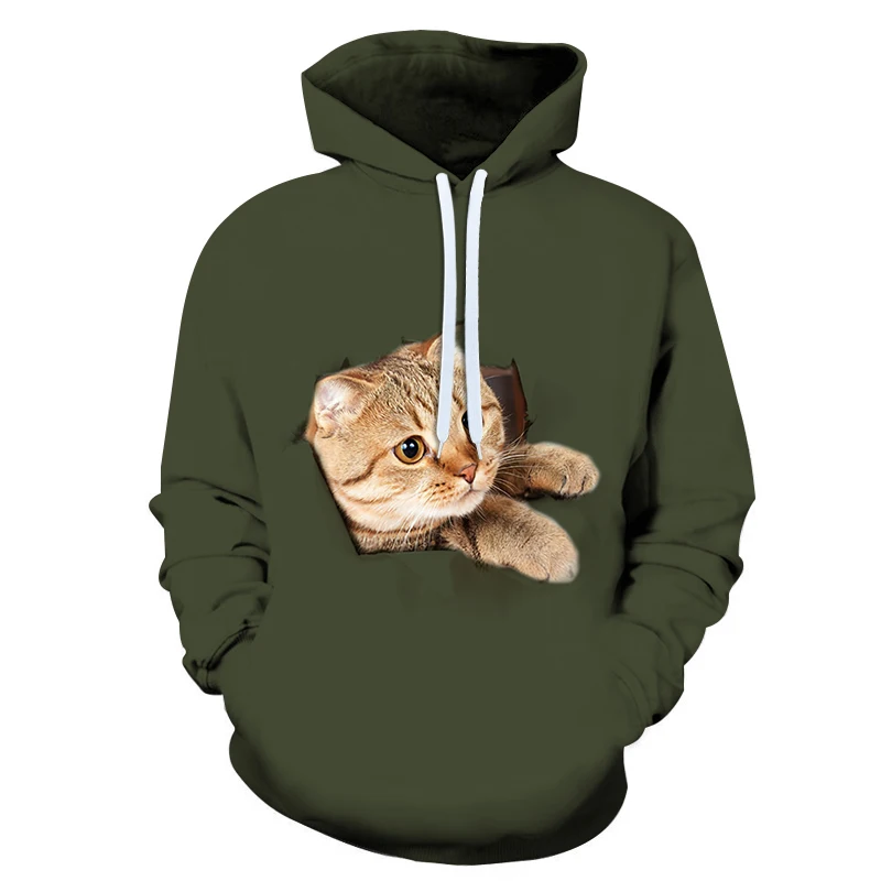 

2021 New Sports Shirt 3D Printing Cute Cat Pattern Oversized Size XXS-6XL, Sports Casual Style Men's Hoodie