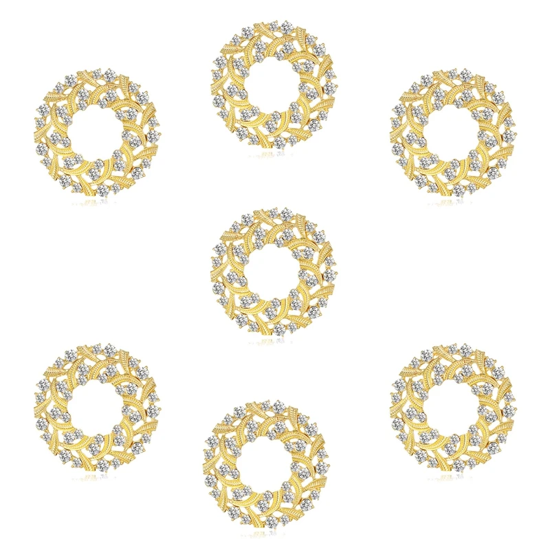 

7 шт. модные стразы бабочка цветок венок шарф Пряжка Брошь ювелирные изделия Кольцо Букет венок шарф зажим для женщин