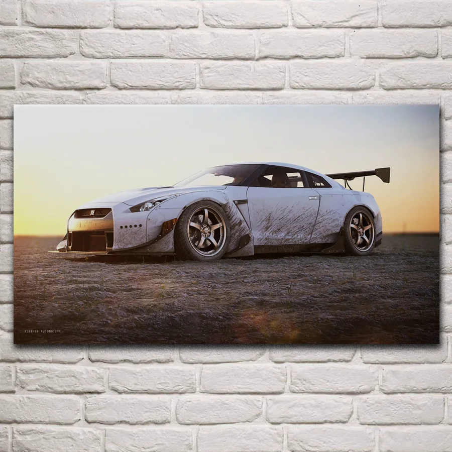 

Cool classic white gtr sport car supercar vehicle artwork posters on the wall picture home living room decoration bedroom KP264