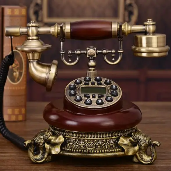 Старинные ретро Caller ID телефон стол из дерева ручной работы Бесплатная слонов