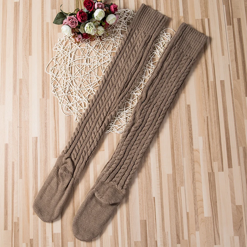 1 пара, женские вязаные чулки, женские мягкие высокие ботинки выше колена, высокие зимние теплые чулки, Женская Повседневная модная новинка
