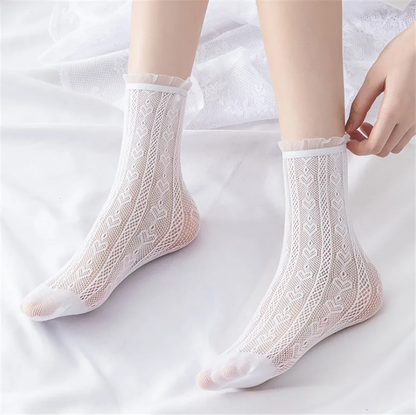 

Maid Lolita Socks Cosplay Costumes Accessories Lace Heartshape Socks Anime Cartoon Girl Gift Jk Uniform Fashion Short Sox New