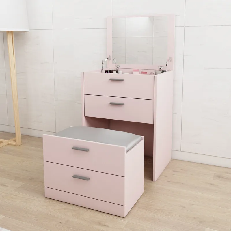 Современный мини туалетный столик с выдвижным ящиком зеркальный