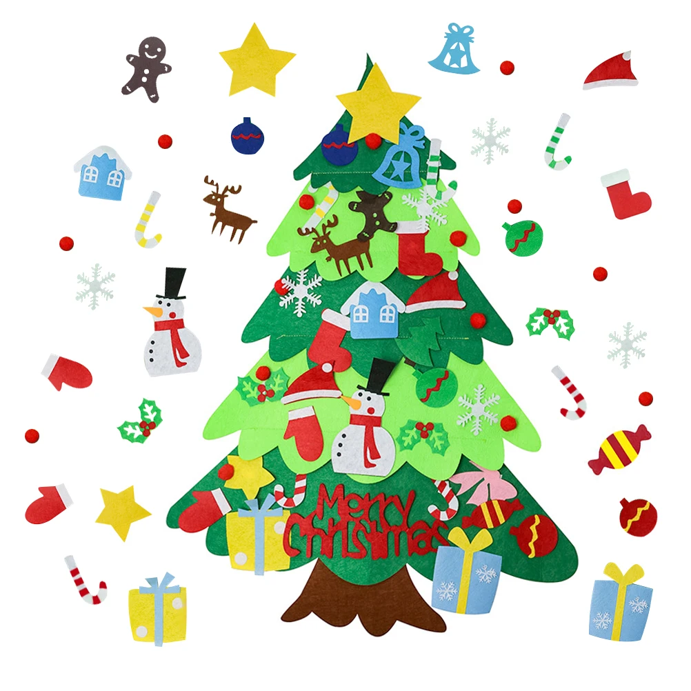 DIY войлочная Рождественская елка подарки для детей Новогодняя дверь настенные