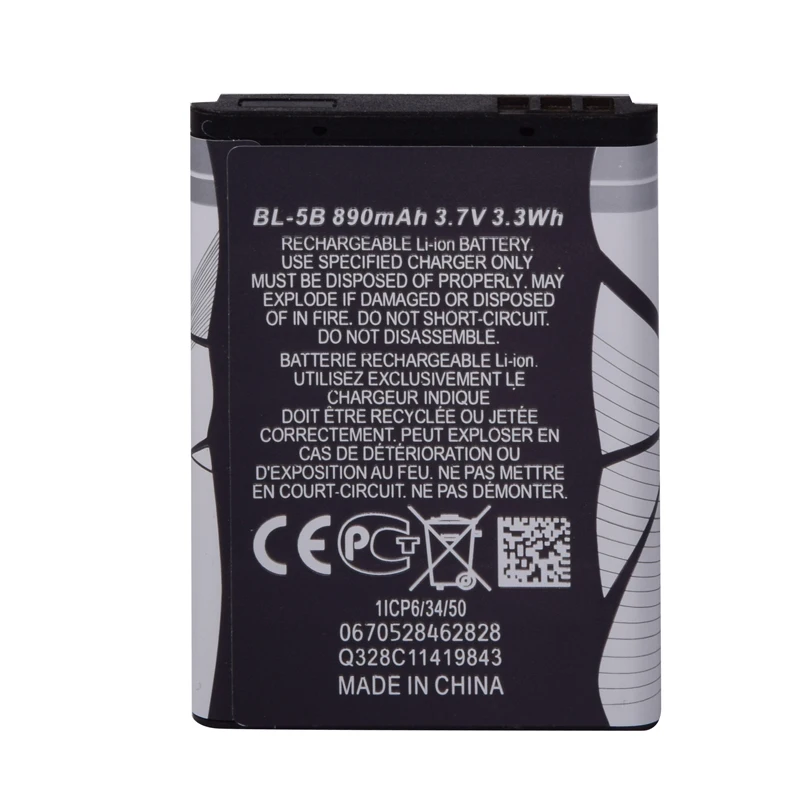 SIYAA оригинальный Батарея BL-5B для Nokia 5070 5140 5200 5300 5500 6020 6021 6060 6070 6080 890 мА/ч BL5B BL 5B
