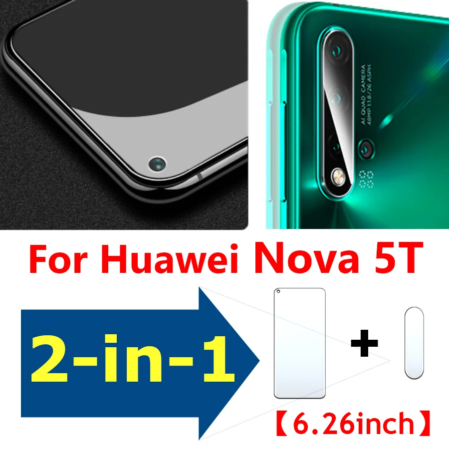 Защитное стекло для экрана и камеры смартфона Huawei Nova 5T закаленное|Защитные