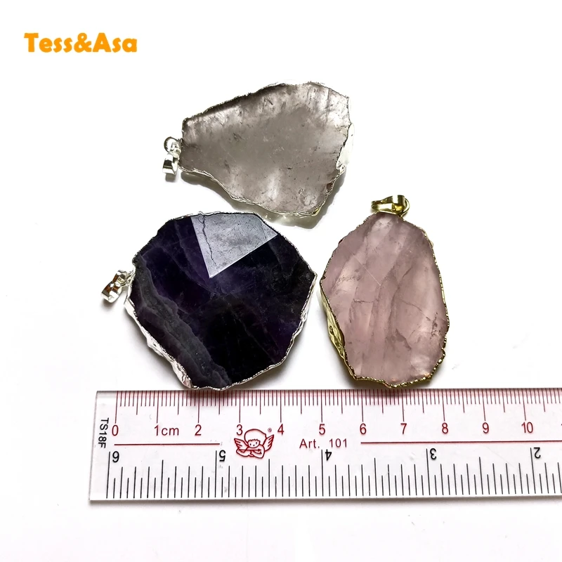 

Fashion Natural Crystal Stone Pendants Pink Crystal Charms For Women Metal Alloy Angular Gem Stone Many Styles Pendants Necklace