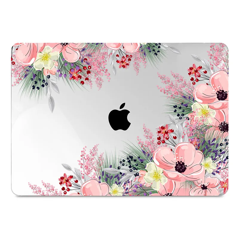 Жесткий чехол с цветочным рисунком и кристаллами для MacBook Air 11 12/air 13 A1932 retina 13 pro 13,3 15 16 touch bar A2141 чехол с цветами для ноутбука - Цвет: X125