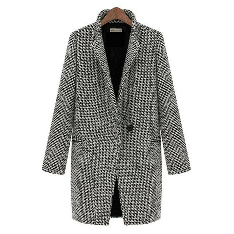 

Women's Trench Elegant Long Coat Plaid Jacket Coat Female Streetwear Women Clothing Casual Parka Winter Coat Wool Cashmere 2021