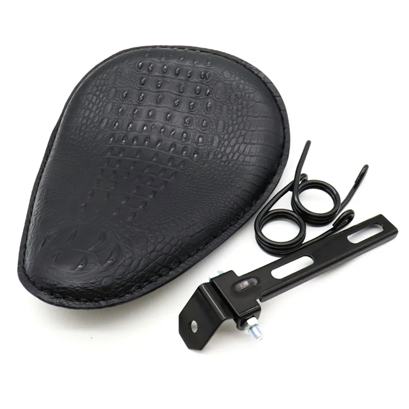 Мотоциклетное черное сиденье из крокодиловой кожи в стиле ретро + 3 дюйма