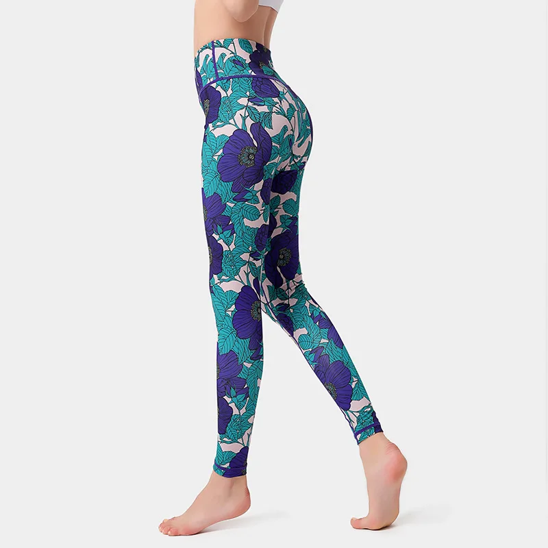 

2020 New Sports Fitness Trousers European and American Slim-Fit Printed Yoga Clothes Yoga Pants Women