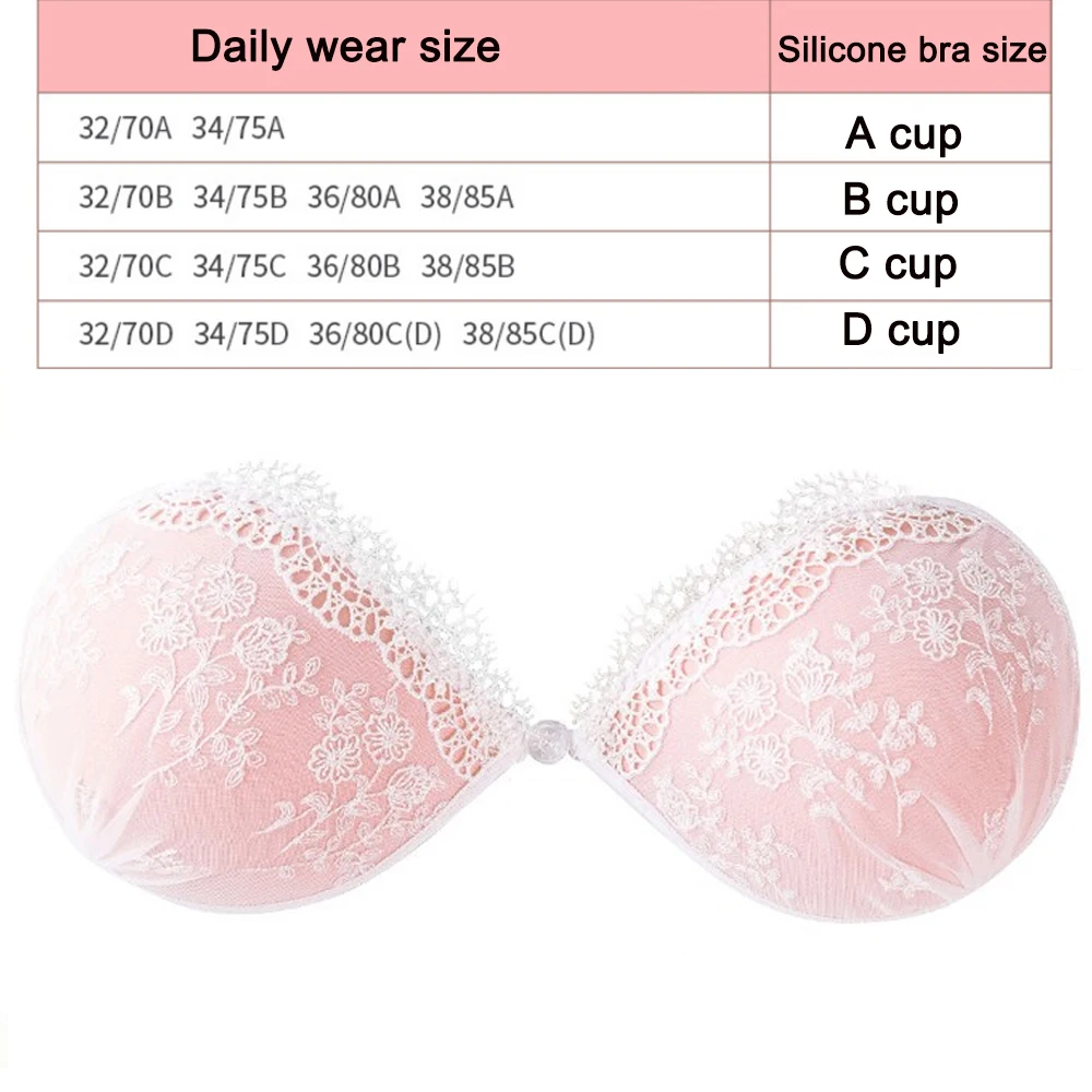 

Sexy Lace Silicone Invisible Bra Sticky Adhesive Seamless Push Up Bras Strapless Front Closure Backless Embroidered Bralette