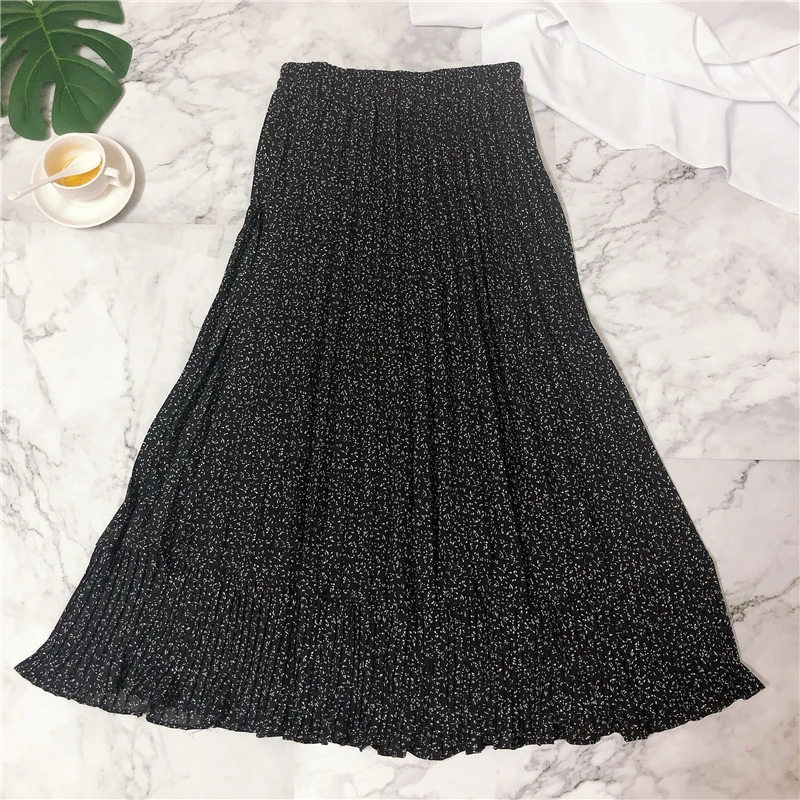 REALEFT весна лето 2020 плиссированная юбка в богемном стиле с принтом и оборками