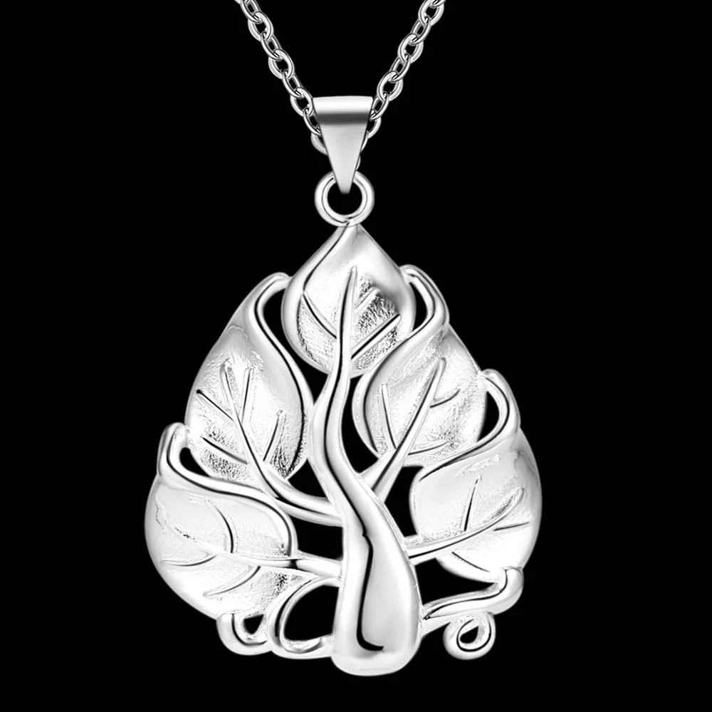 

Girl Vintage Elegant Fashion 925 Sterling Silver Necklace Pendant Wedding High Quality Christmas Tree Link Chain Jewelry Gifts