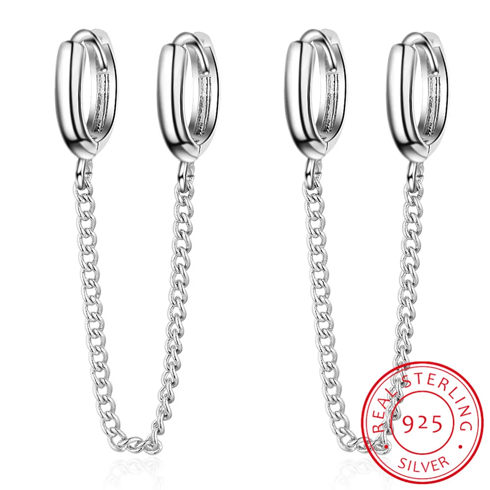 JOSmall-Boucles d'Oreilles Double en Argent Sterling 925, Cercle Rond, Deux Trous d'Oreille, Piercing Helix, SEsacrifice