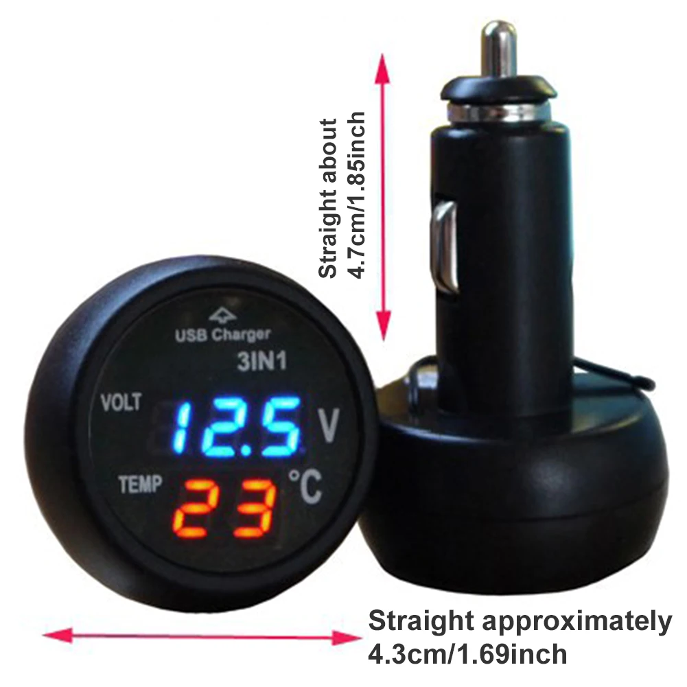 

Car 12v Battery To Usb Adapter Phone Charger For iPhone Xiaomi Huawei NEW 5V/2.1A Single USB With Voltmeter Thermometer Hotsale