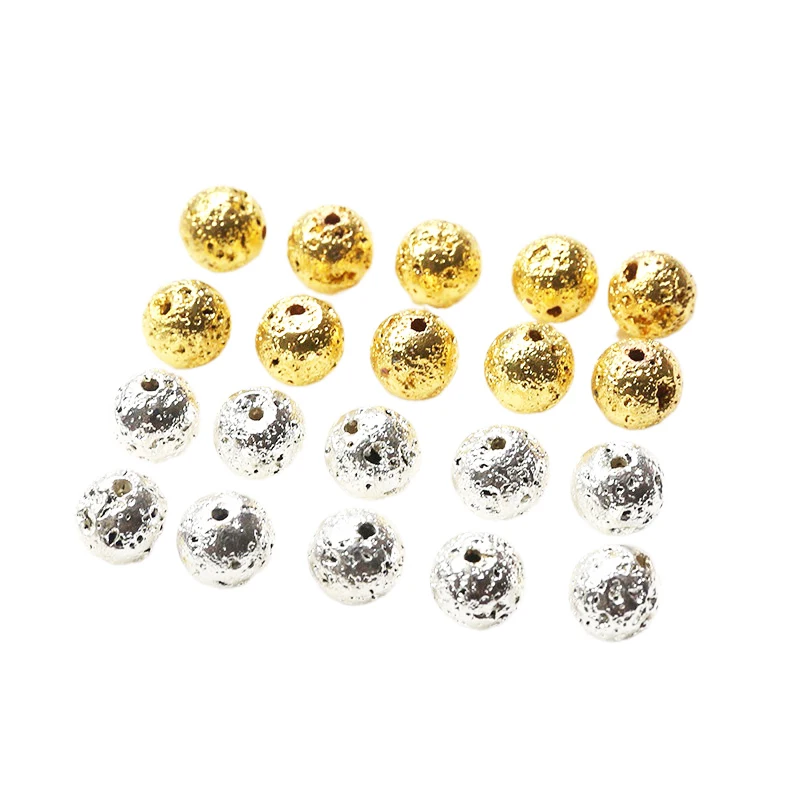 

10pcs retro electroplated volcanic round beads DIY jewelry earrings bracelet accessories material loose beads