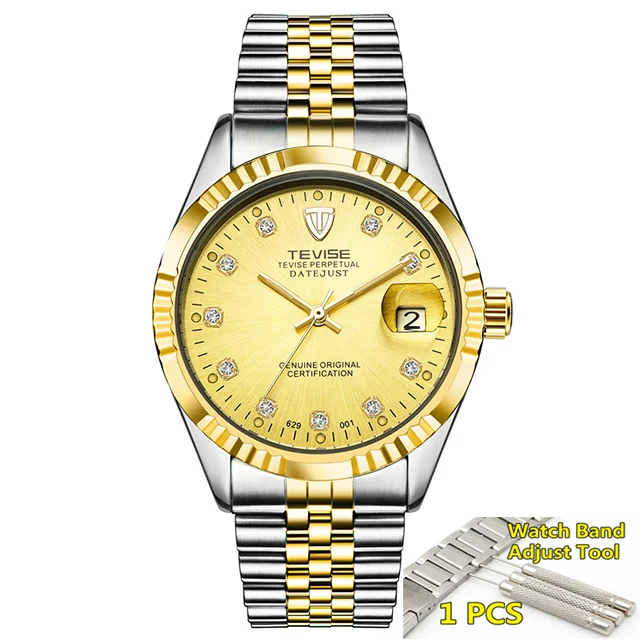 5 silver gold gold Tevise автоматические механические часы, спортивные роскошные Брендовые мужские часы, деловые наручные часы, мужские часы, Relogio Masculino - Цвет: 5 silver gold gold