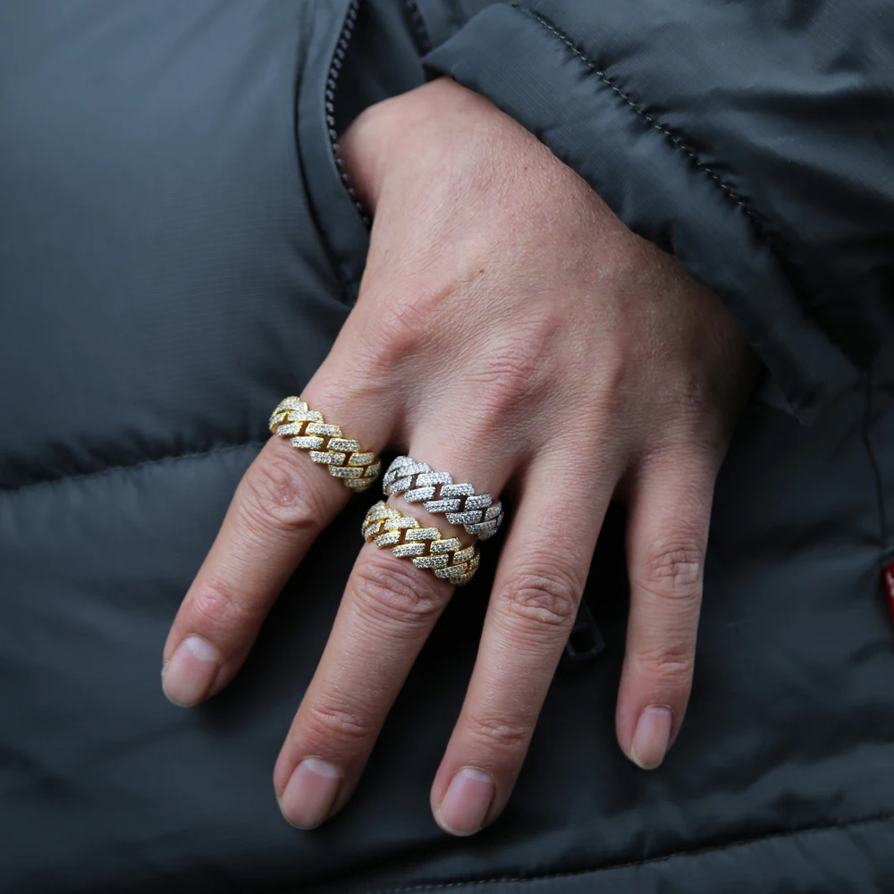 

Роскошные кольца с кубинской цепочкой, 2022, микро-ПАВЕ, прозрачный белый, 5А кубический циркон, ювелирные изделия на палец для мужчин, модные к...