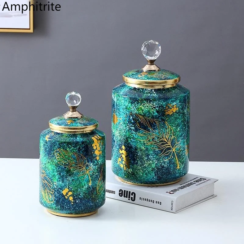 Light Nordic Luxury Ornaments Of Ceramic Tank Storage Simple Decoration Box Household Storage Room Accessories Candy Jar