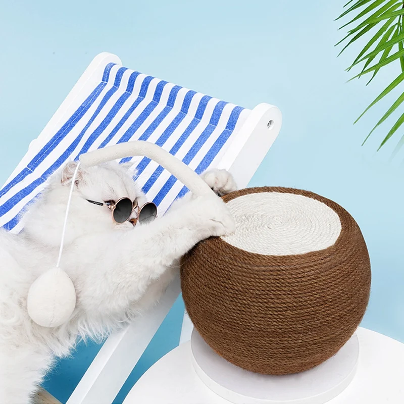

Pets Coconut-Shaped Cat Scratch Board Thick and Wear-Resistant Pet Toys Durable Jute Rope Cat Scratcher Toy