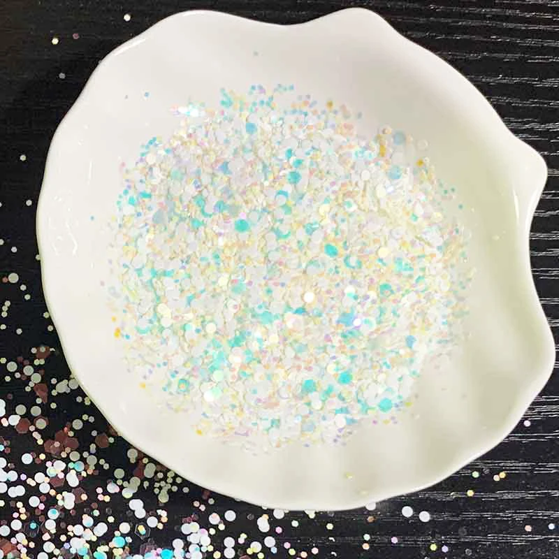 

30g/Opp RAINBOW BRIGHT Christmas Snow White Sequins Shake Card Accessories Cutting Dies Stamps Embossing DIY Make Albums