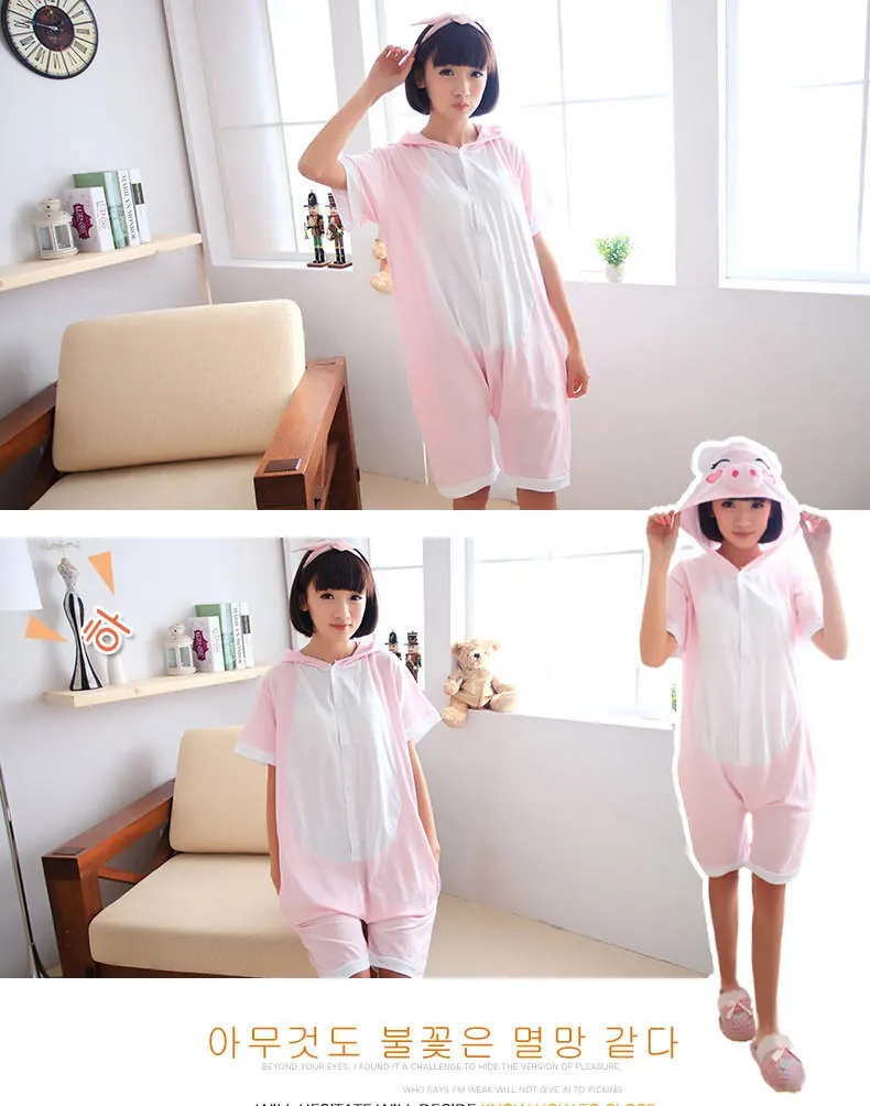 Крутая летняя Милая Пижама для девочек с мультяшными розовыми свиньями тонкая