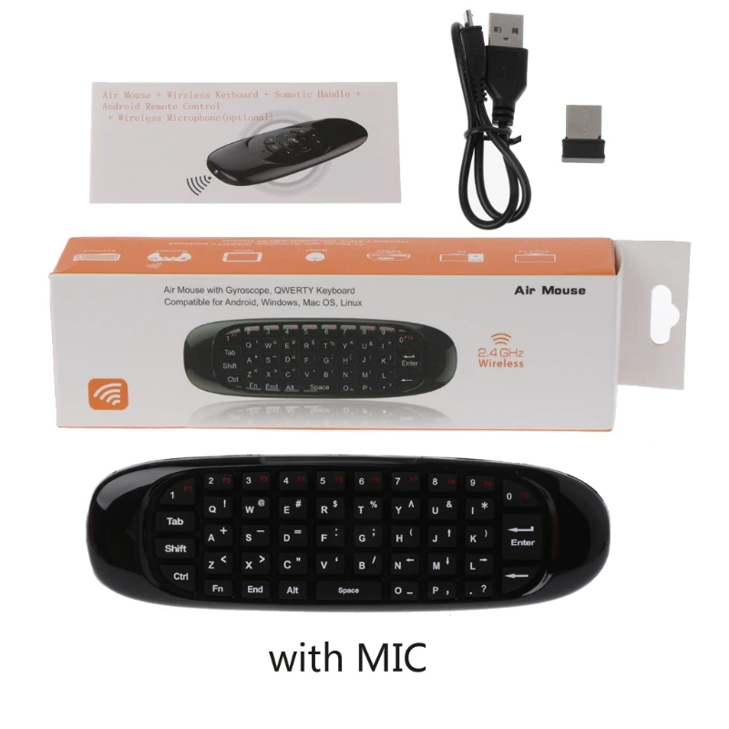 Remote Controller C120 Fly Air Mouse With Voice Search Mic 2.4G Mini Wireless Keyboard for PC TV multi-function Multimedia | Электроника