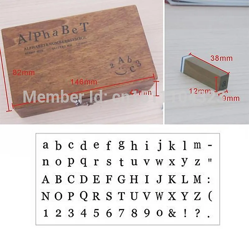 

70Pcs Per pack Wooden Box Case Alphabet Letters Number Craft Rubber Stamps Cute Number&Letter Vintage 15*8*5CM