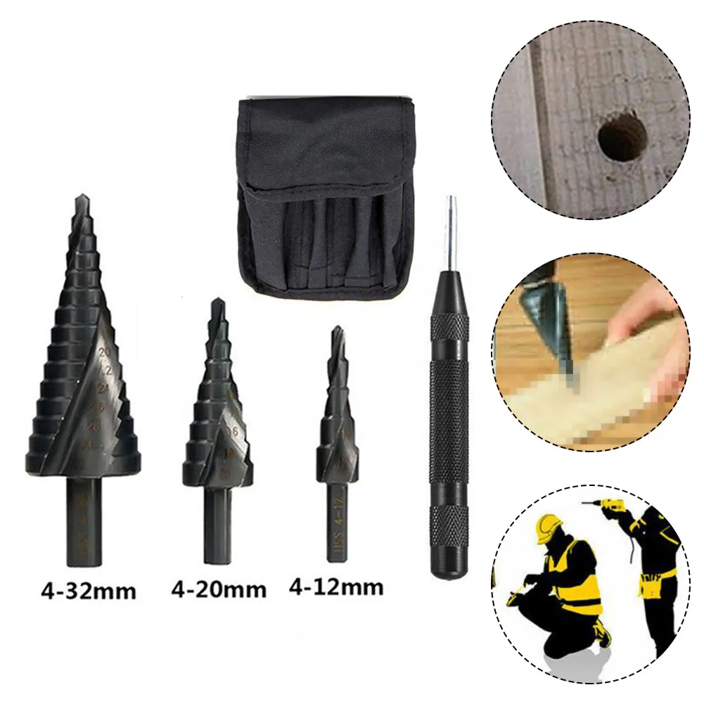 

Tool Step Cone Drill With Center Punch Cone Cutter Drill Bit Hex Shank