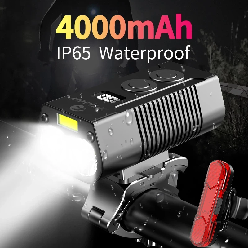 2000 люмен велосипедный Фонари непромокаемые передняя лампа USB Перезаряжаемые