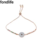 Женский браслет с фианитом, изящный синий браслет с фианитом цвета розового золота ручной работы, регулируемый браслет для пар, 2021