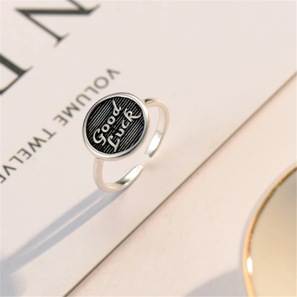 Оптовые винтажные Регулируемые кольца средней длины с буквами в стиле ретро для