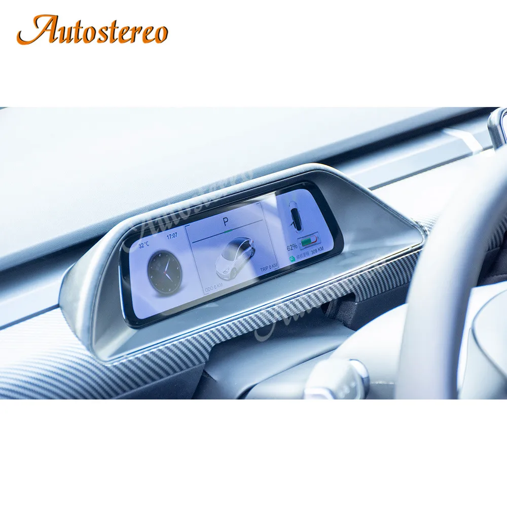 carbon fiberwhite color for tesla model 3 model y ditigal cluster android car lcd dashboard instrument panel multifunctional hd free global shipping