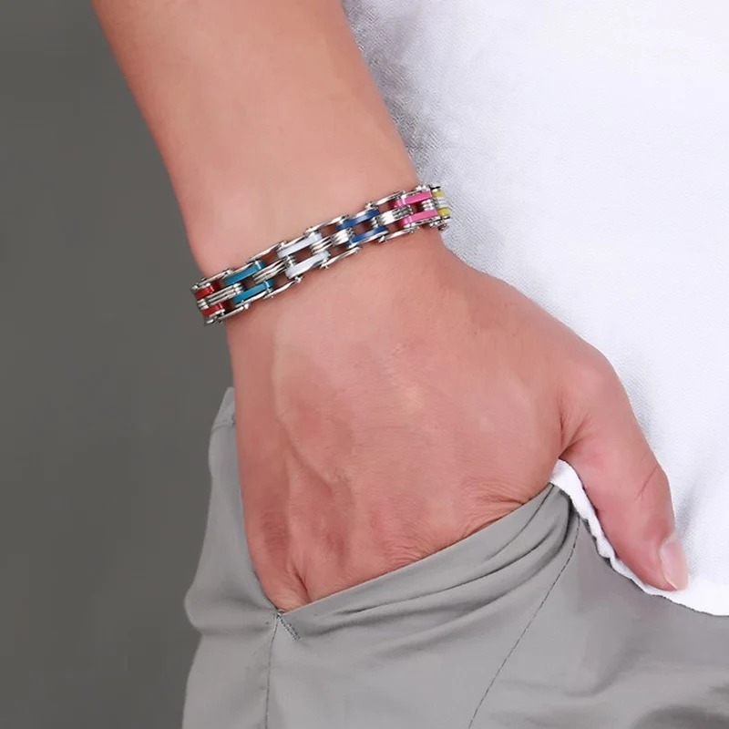 

Bicycle/Motorcycle Link Chain Bracelet for Men 316L Stainless Steel Biker Bracelets Bangles Punk Men's Jewelry Gift 2020