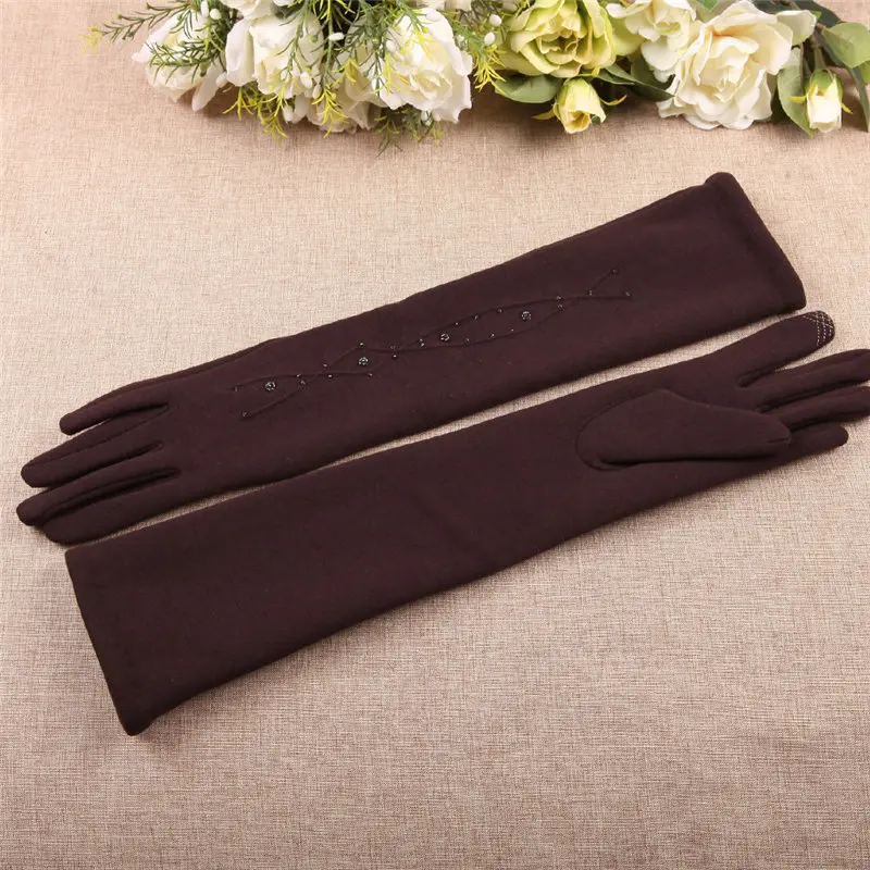 Woman Gloves Autumn Winter New Medium And Long Section Spun Velvet Finger Touchscreen Sleeve Warmers BL024N1