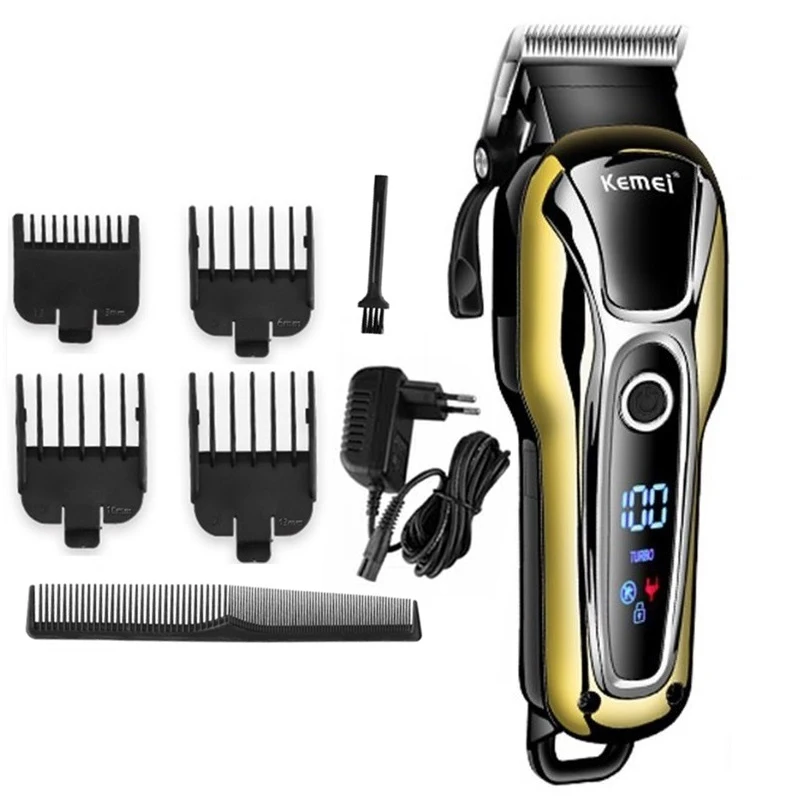 KEMEI машинка для стрижки волос профессиональный триммер мужчин электрический ЖК